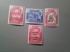 Serie mica ADEN Shihr &amp; Mukalla 1942 Sultan Hussein , + Timbru 1946 supratipar Victory, 3+1 valori