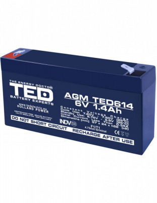 Acumulator stationar 6V 1,4Ah F1 AGM VRLA TED Electric TED614 foto