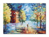 Cumpara ieftin Tablou pictat manual, O seara magica in doi, stilizat, 70x50cm ulei pe panza in cutit, efect 3D