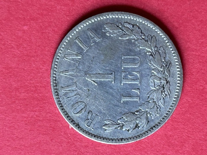 Moneda 1 leu 1873, Ag, varianta L &icirc;ntrerupt