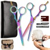 Set profesional de piepteni + foarfeci + husă model Multicolor