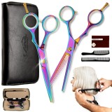 Set profesional de piepteni + foarfeci + husă model Multicolor