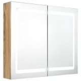 Cumpara ieftin Dulap cu oglinda pentru baie Stejar 80 x 12 x 68 cm
