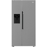 Side by side Beko GN162340XBN , 578 l, NeoFrost Dual Cooling, HarvestFresh, Compresor inverter, Clasa E, H 179 cm, Inox Look
