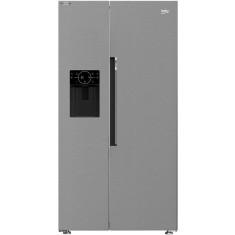 Side by side Beko GN162340XBN , 578 l, NeoFrost Dual Cooling, HarvestFresh, Compresor inverter, Clasa E, H 179 cm, Inox Look