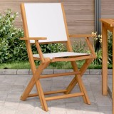 Gossi scaune de gradina 2 buc., alb crem, lemn masiv acacia si textil
