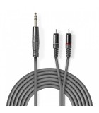 Cablu audio stereo JACK 6.35 mm tata - 2x RCA tata 1.5m gri NEDIS