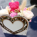 Rose Teddy Luxury Box , Aranjament Handmade cu Lumanari Florale, Ursulet din Ceara de Soia E i Cutie Personalizata din HDF