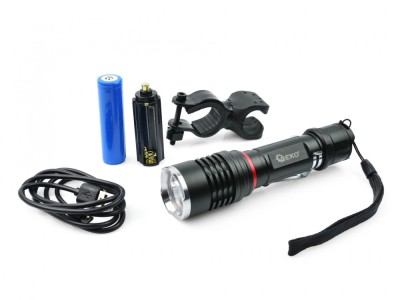 Lanterna pentru bicicleta cu suport Cree, 10W, 800 lm, Geko G15120 foto