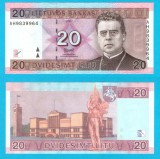 Lituania (pick 69) 20 Litu 2007 UNC; Jonas Maironis