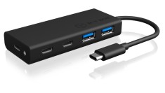HUB extern Icy Box, porturi USB: USB 3.0 x 2, USB-C x 2, USB-C x 1 PD 60W, conectare prin USB Type-C, cablu 0.10m, aluminiu &amp; plastic, negru, &quot;IB-HUB1