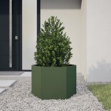 VidaXL Jardinieră grădină verde măsliniu 69x60x45 cm oțel hexagonal