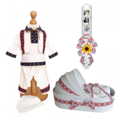 Set hainute, trusou si lumanare personalizata, decor traditional, Denikos&amp;reg; C9006 foto