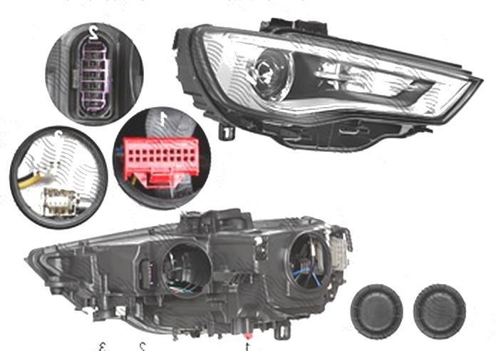 Far Audi A3 (8v), 06.2012-07.2016 Model 3 Usi, Sportback, fata, Dreapta, bi-xenon; cu LED daytime running light; D3S+LED+PSY24W; electric; fara unita