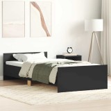 vidaXL Cadru de pat, negru, 90x190 cm, lemn prelucrat