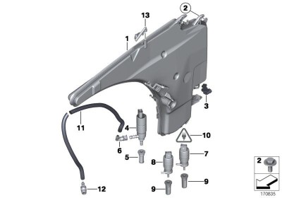 Rezervor spalator parbriz BMW Seria 1 (E81/E87), 09.2004-10.2013, Seria 3 (E91), 11.2004-06.2012; XSeria 1 (E84), 09.2009-08.2015, Masini fara spalat foto