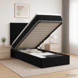 Cumpara ieftin Pat ottoman cu saltea cu headboard Negru 100 x 200 cm Catifea