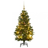 Brad Crăciun artificial articulat cu 150 LED-uri/globuri 150 cm