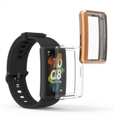 Set 2 Huse pentru Huawei Band 7/Band 6/Honor Band 6, Kwmobile, Transparent/Auriu, Silicon, 58915.03 foto