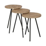 Cumpara ieftin Masuta de cafea Sebko set de 3 stejar melaminat metal negru 33.6x33.6x43 cm