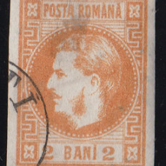 Romania 1868 - LP 21 Carol Cu Favoriti 2 BANI Portocaliu - Stampilat