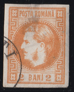 Romania 1868 - LP 21 Carol Cu Favoriti 2 BANI Portocaliu - Stampilat foto