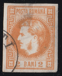 Romania 1868 - LP 21 Carol Cu Favoriti 2 BANI Portocaliu - Stampilat