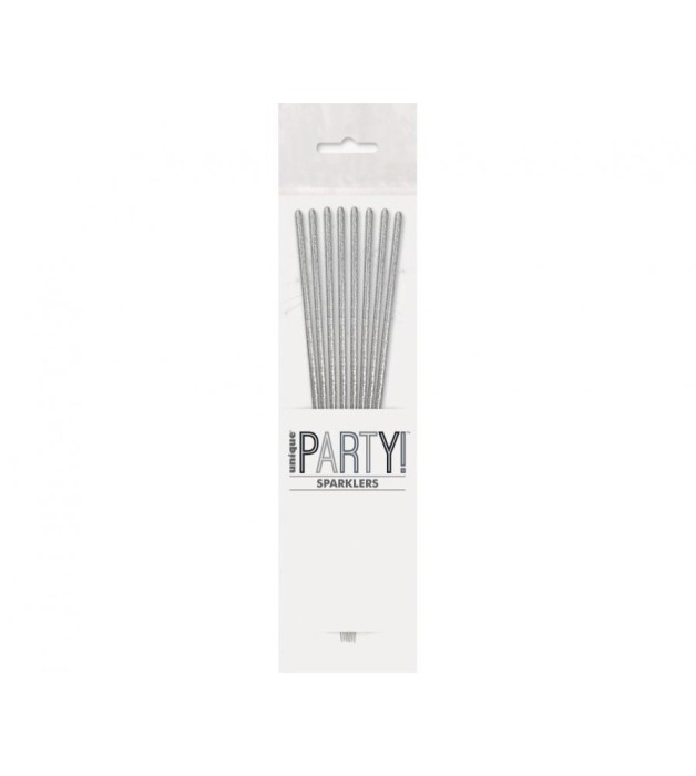 Set 8 artificii scanteietoare pentru tort, argintiu, 18 cm