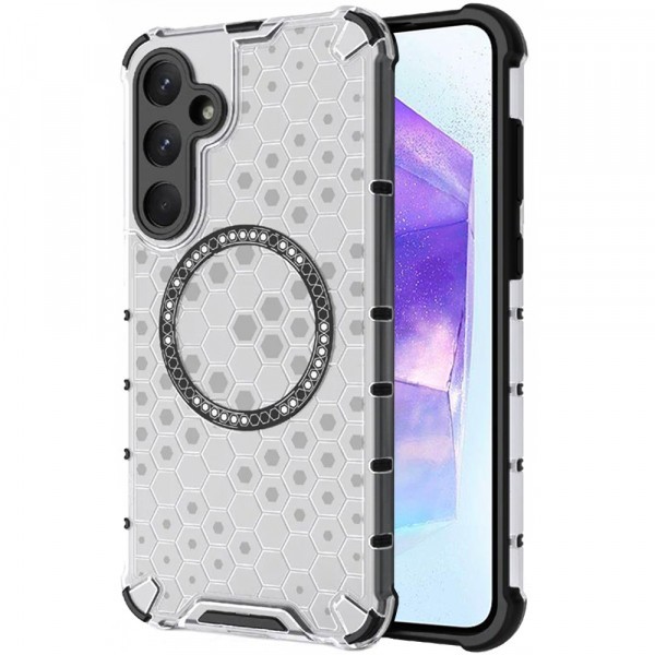 Husa MagSafe pentru Samsung Galaxy A55 5G A556, Techsuit, HoneyComb Shield, Alba
