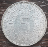 (A865) MONEDA DIN ARGINT GERMANIA - 5 MARK 1967, LIT G, 11,2 GRAME. PURITATE 625, Europa