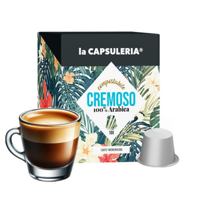 Cafea Cremoso 100% Arabica capsule biodegradabile, 10 capsule compatibile Nespresso, La Capsuleria foto