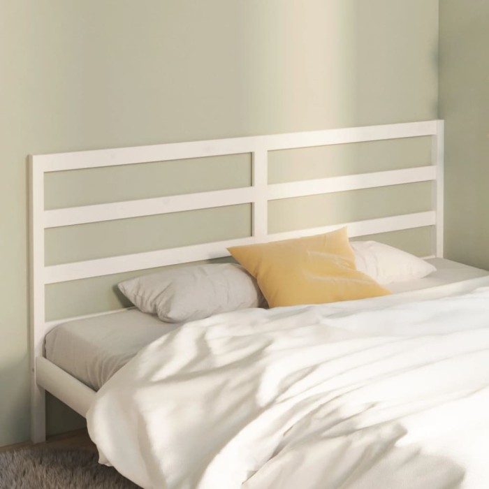 vidaXL Tăblie de pat, alb, 206x4x100 cm, lemn masiv de pin 817661