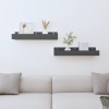 Rafturi perete Gossi, 2 buc, gri, 50x12x9 cm, lemn masiv pin, suspendate, decorative, depozitare carti, obiecte