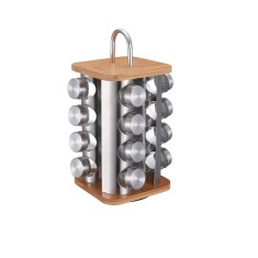 Set de 16 recipiente din otel inoxidabil si sticla, cu suport, pentru contimente, 17 x 20 cm, Klausberg foto