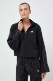 Adidas bluza femei, culoarea negru, cu glugă, neted