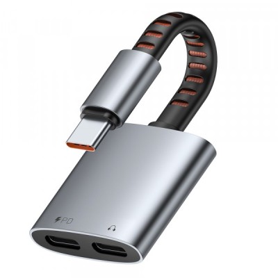 Adaptor Audio USB-C - USB-C / USB-C McDodo CA-3370, Gri foto