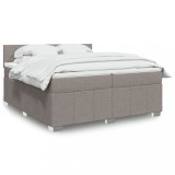 Cumpara ieftin Pat box spring cu saltea, gri taupe, 200x200 cm, textil
