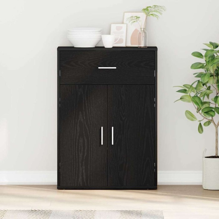 vidaXL Bufet cu sertar Stejar negru 79 x 38 x 80 cm Lemn compozit