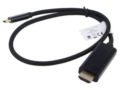 Cablu adaptor USB 3.2 la HDMI 0,5m cu mufă USB-C aurită, negru