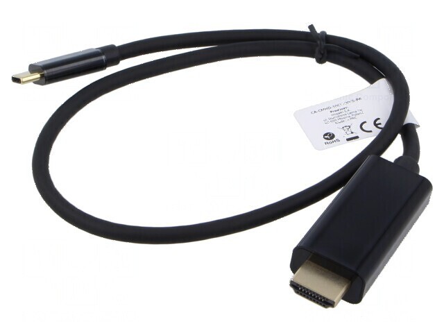 Cablu adaptor USB 3.2 la HDMI 0,5m cu mufă USB-C aurită, negru