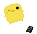 Pachet: Card memorie 32 Gb + Camera foto-video pentru copii, THD Pixels M2, imprimanta termica, obiectiv frontal 18 megapixeli, obiectiv selfie, galbe