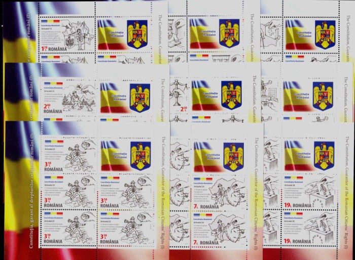 RO 2019 LP 2234 &quot; Constitutia , garant al drepturilor &quot; ,minicoli de 5M+1V, MNH