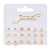 Set 9 Perechi Cercei Aurii Language of Jewels, Modele Diverse, Inox, cu Perle &amp; Strasuri, 3-10mm