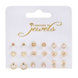 Set Cercei Language of Jewels, Modele Diverse, Metal Auriu, 9 Perechi