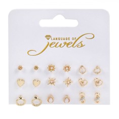 Set Cercei Language of Jewels, Modele Diverse, Metal Auriu, 9 Perechi