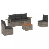 Cumpara ieftin Set mobilier gradina cu perne, 6 piese, gri, poliratan