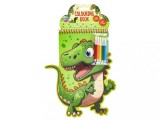 Set creativ de colorat, carte in forma de animal, abtibilduri si markere, dinozaur, Moxy