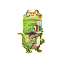 Set creativ de colorat, carte in forma de animal, abtibilduri si markere, dinozaur