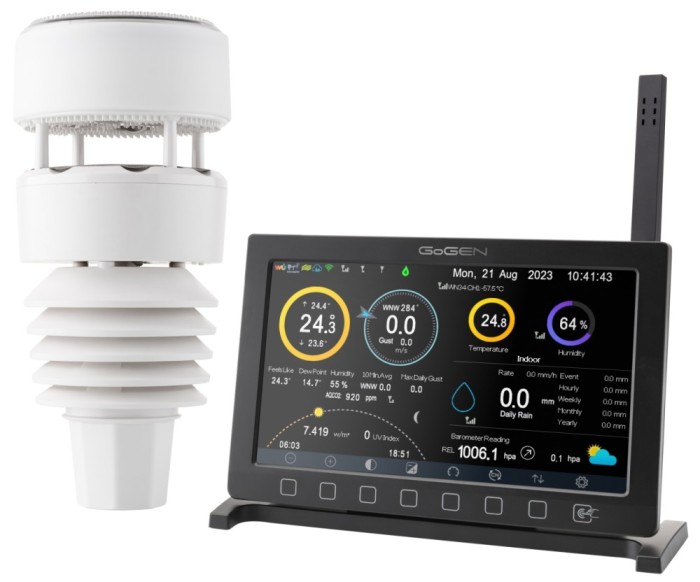 Statie meteo profesionala GoGEN ME 9900, afisaj color, aplicatie SMART, senzori
