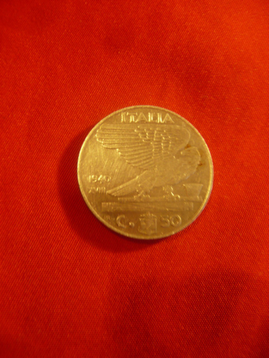 Moneda 50C 1940 Italia -Victor Emanuel III ,cal. F.Buna